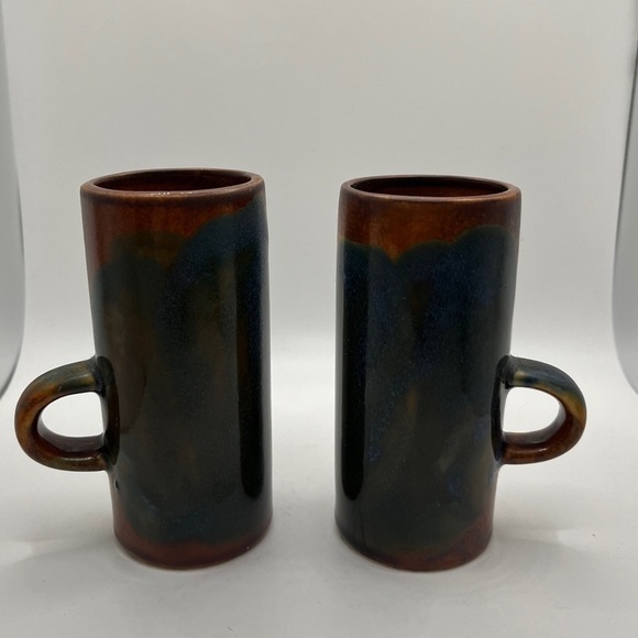 Set Of 2 Ceramic Espresso Mugs Coffee Bar Decor - Picture 1 of 6